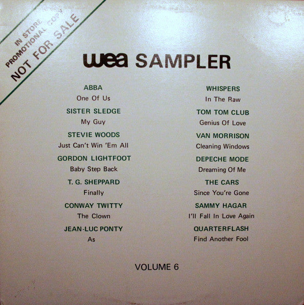Various : WEA Sampler Volume 6 (LP, Comp, Promo, Smplr)