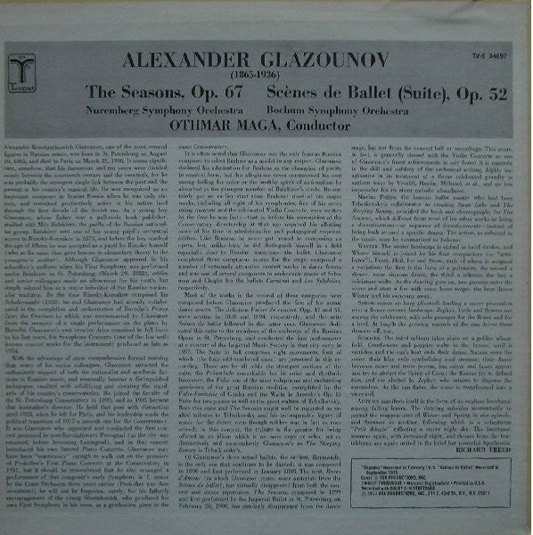Glazunov* - Nuremberg Symphony Orchestra* • Bochum Symphony Orchestra*, Othmar Maga* : The Seasons • Scenes De Ballet (LP)