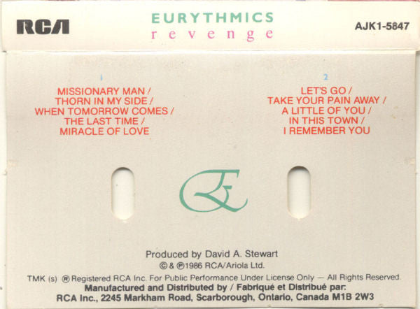 Eurythmics : Revenge (Cass, Album)