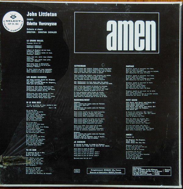 J. Littleton* : Amen - J.Littleton Chante O.Vercruysse (LP, Album)
