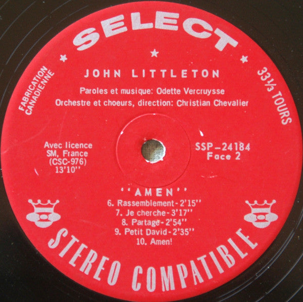 J. Littleton* : Amen - J.Littleton Chante O.Vercruysse (LP, Album)