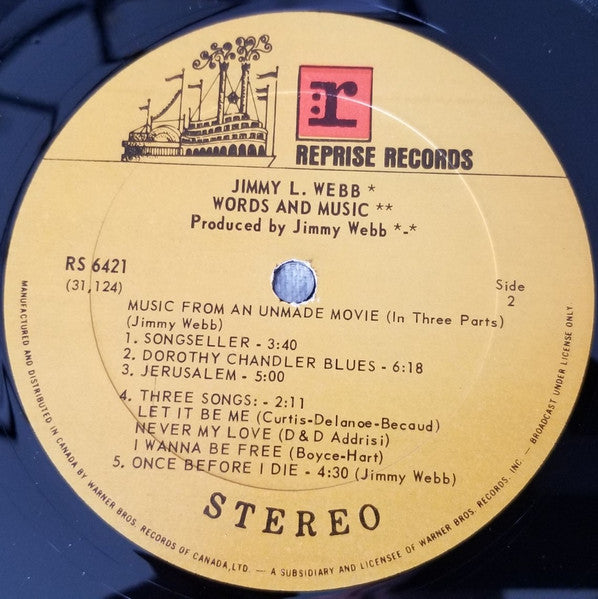Jimmy Webb : Words And Music (LP, Album)