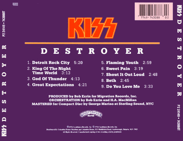 Kiss : Destroyer (CD, Album, Club, RE)