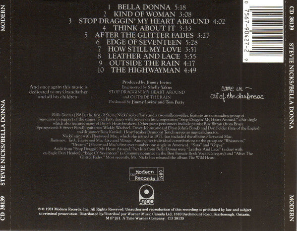Stevie Nicks : Bella Donna (CD, Album, RE)