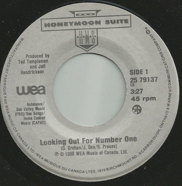Honeymoon Suite : Lookin' Out For Number One (7", Single)