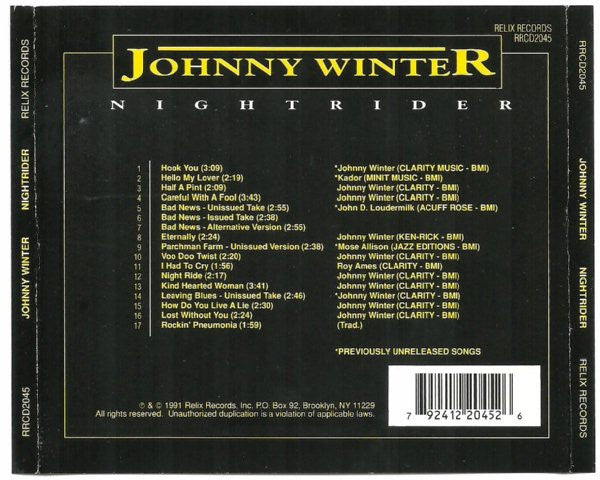 Johnny Winter : Nightrider (CD, Comp)