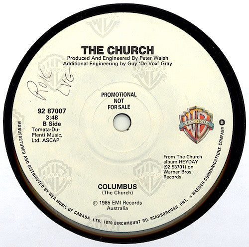 The Church : Columbus (7", Single, Promo)