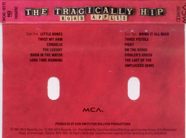 The Tragically Hip : Road Apples (Cass, Album, Club)