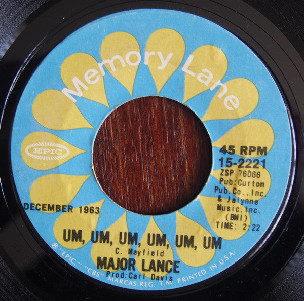 Major Lance : Um, Um, Um, Um, Um, Um / The Monkey Time (7", Single, RE)