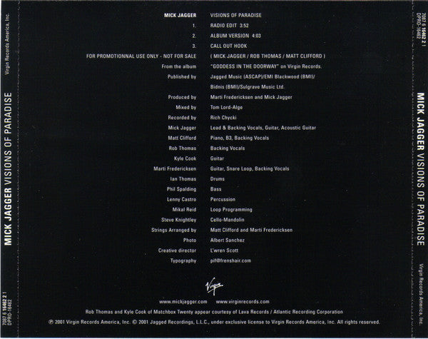 Mick Jagger : Visions Of Paradise (CD, Single, Promo)