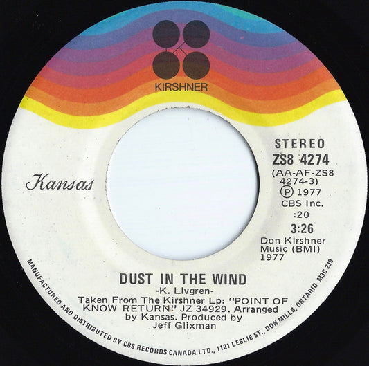 Kansas (2) : Dust In The Wind (7", Single)