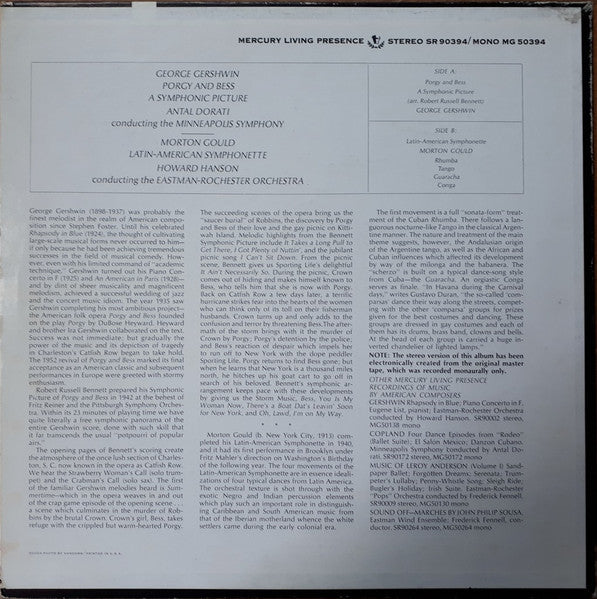 Gershwin*, Minneapolis Symphony Orchestra, Antal Dorati / Gould*, Eastman-Rochester Orchestra, Howard Hanson : Porgy And Bess (A Symphonic Picture) / Latin-American Symphonette (LP, Comp, RE, Ele)