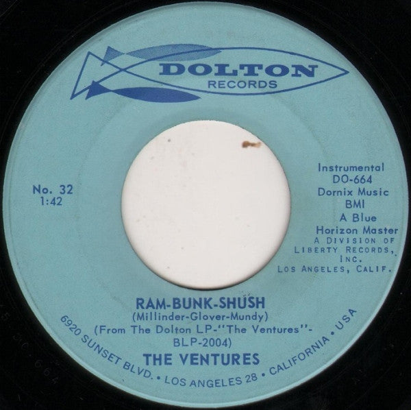 The Ventures : Ram-Bunk-Shush / Lonely Heart (7", Single, Ind)