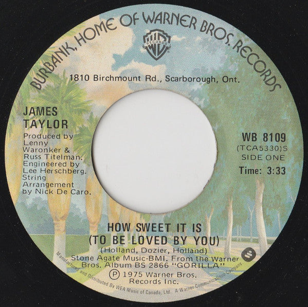 James Taylor (2) : How Sweet It Is (To Be Loved By You) (7", Single)