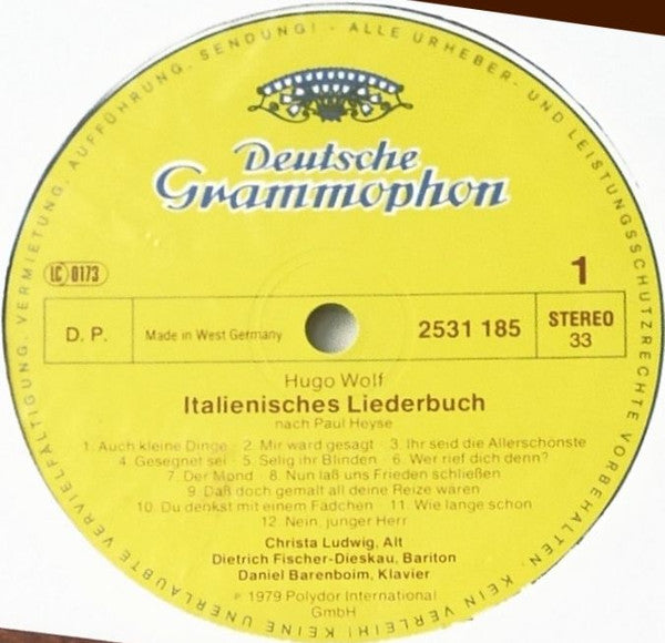 Christa Ludwig, Dietrich Fischer-Dieskau, Daniel Barenboim - Hugo Wolf : Italienisches Liederbuch (Box + 2xLP)
