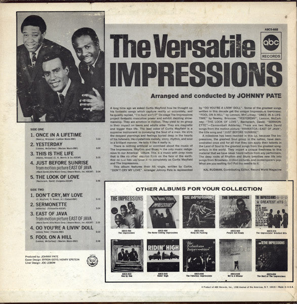 The Impressions : The Versatile Impressions (LP, Album, RP)