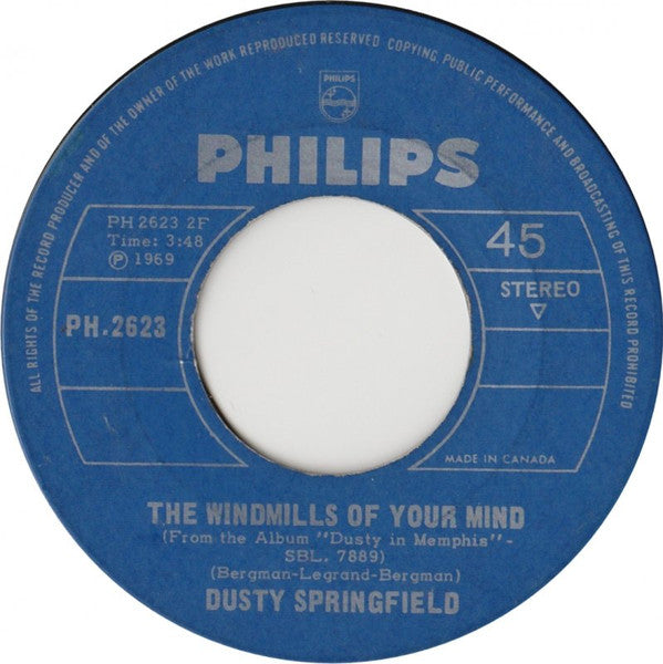 Dusty Springfield : The Windmills Of Your Mind (7", Single)