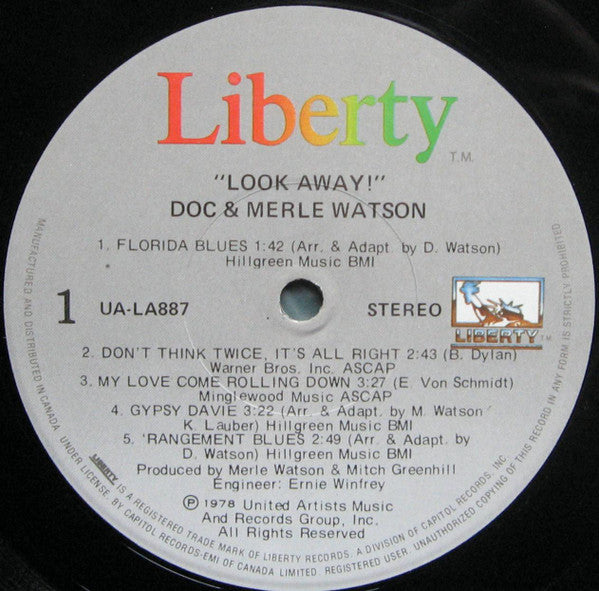 Doc & Merle Watson : Look Away! (LP, Album)