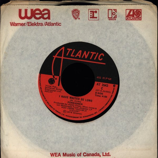 Foreigner : Blue Morning, Blue Day (7")