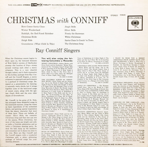 Ray Conniff And The Singers : Christmas With Conniff (LP, RE)