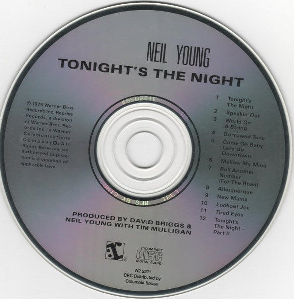 Neil Young : Tonight's The Night (CD, Album, Club, RE)