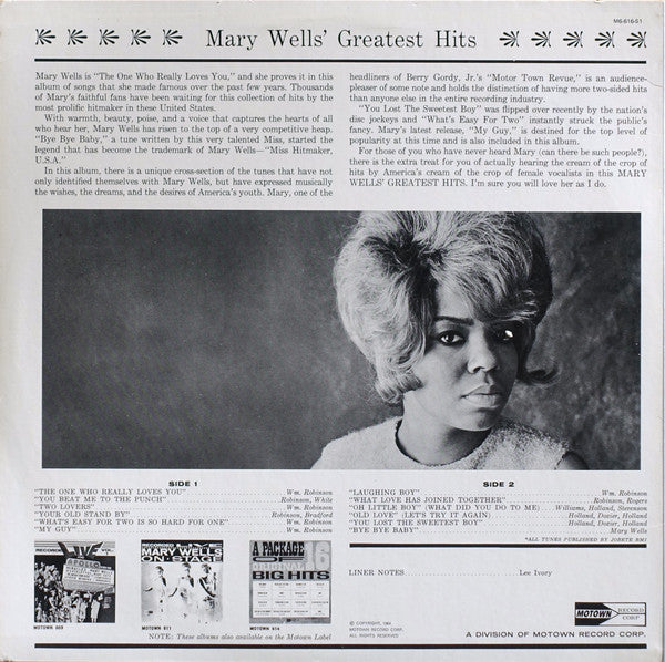 Mary Wells : Greatest Hits (LP, Album, Comp, RE)