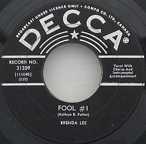 Brenda Lee : Fool No.1 (7", Single)