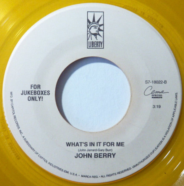 John Berry (8) : Your Love Amazes Me / What's In It For Me (7", Jukebox, Yel)