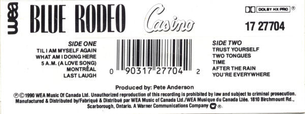 Blue Rodeo : Casino (Cass, Album, Dol)