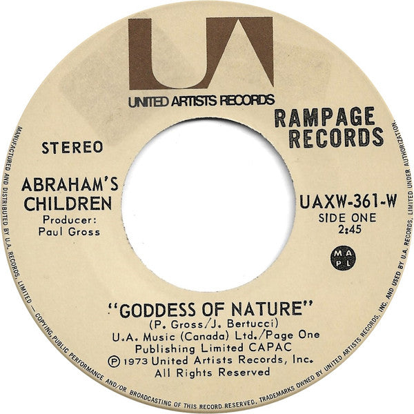 Abraham's Children : Goddess Of Nature / All Night Long (7")