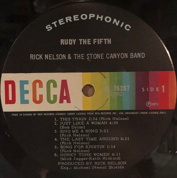 Rick Nelson & The Stone Canyon Band : Rudy The Fifth (LP)