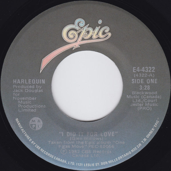 Harlequin (3) : I Did It For Love / Heavy Talk (7")