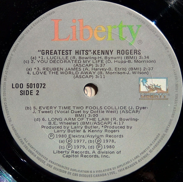 Kenny Rogers : Greatest Hits (LP, Comp, Club)