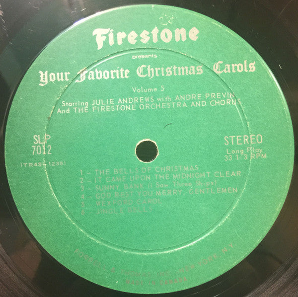 Julie Andrews With André Previn And The Firestone Orchestra And Chorus : Your Favorite Christmas Carols, Volume 5 (LP, Album)