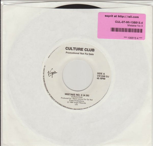 Culture Club : Mistake No. 3 (7", Single, Promo)