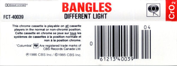 Bangles : Different Light (Cass, Album, Chr)