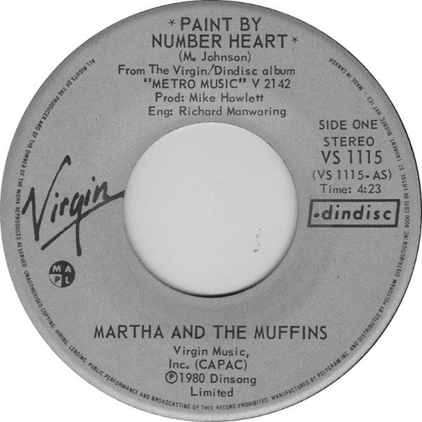 Martha And The Muffins : Paint By Number Heart (7", Single)