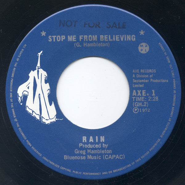 Rain (25) : Stop Me From Believing (7", Single)