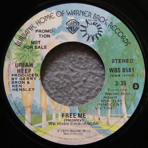 Uriah Heep : Free Me (7", Single, Mono, Promo)