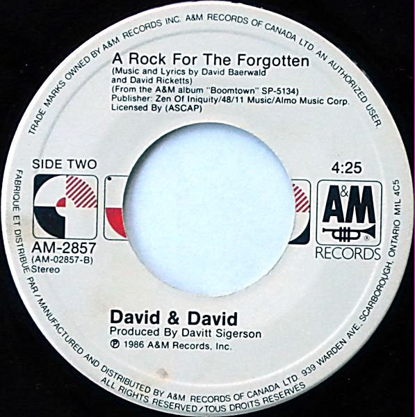 David + David : Welcome To The Boomtown (7", Single)