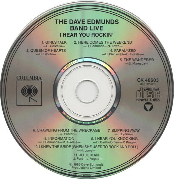 The Dave Edmunds Band : Live - I Hear You Rockin' (CD, Album, RM)