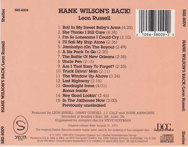 Leon Russell : Hank Wilson's Back! (CD, Album)