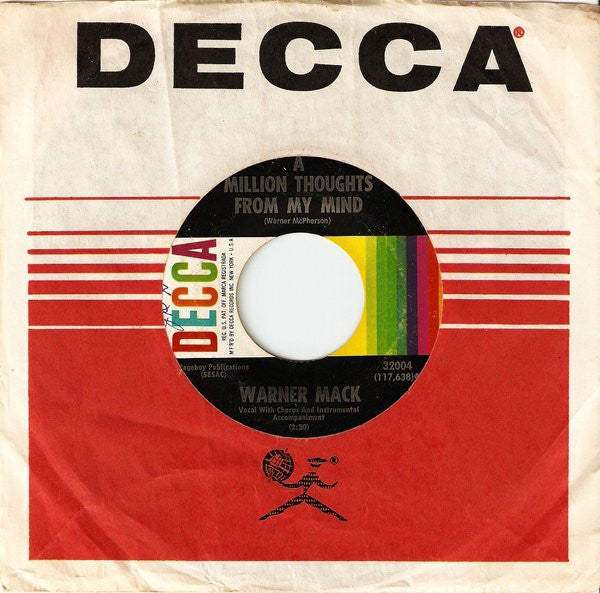 Warner Mack : It Takes A Lot Of Money / A Million Thoughts From My Mind (7", Single, Pin)