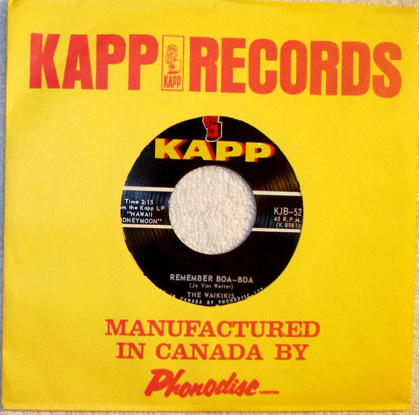 The Waikiki's : Hawaii Honeymoon / Remember Boa-Boa (7", Single)