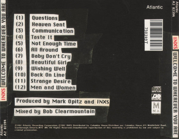 INXS : Welcome To Wherever You Are (CD, Album, Club)