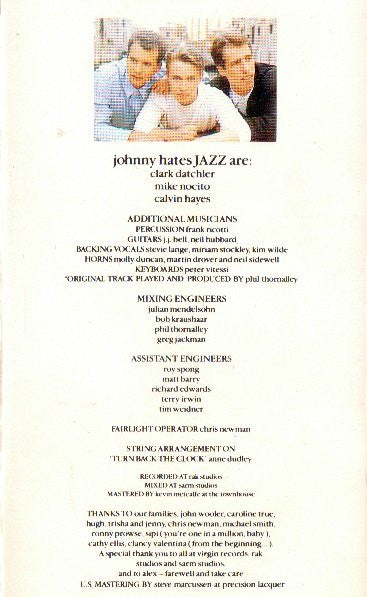 Johnny Hates Jazz : Turn Back The Clock (Cass, Album, SR,)