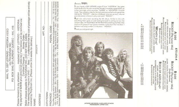 Def Leppard : Rocket (Cass, EP, Ltd, Dol)