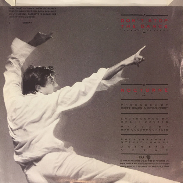 Bryan Ferry : Don't Stop The Dance / Nocturne (7", Single, Styrene, All)