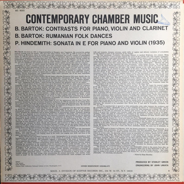 B. Bartók* / P. Hindemith* : Contemporary Chamber Music (LP, Album)