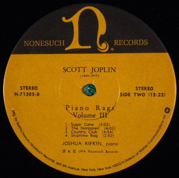 Scott Joplin, Joshua Rifkin : Piano Rags - Volume III (LP, RP)